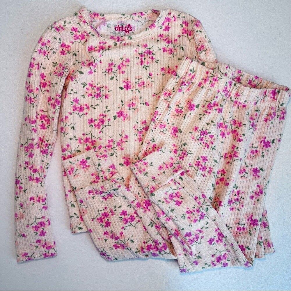 dELiA*s Pink and Cream Floral Pajama Set